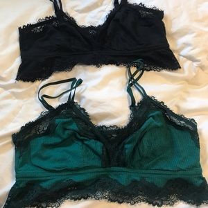 NWT Black and green American Eagle bralettes.